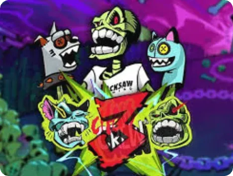 Chaos Crew slot by Hacksaw Gaming featuring punk characters Cranky and Sketchy with 10,000x max win potential